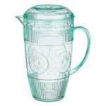 Casa si Gradina - Bucatarie si vesela - Accesorii bar - Carafe si decantoare - Ulcior din Plastic cu Capac, Verde Menta, Model Reliefat, 2.2L - Infinity.ro