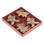 Casa si Gradina - Decoratiuni - Decoratiuni de sezon - Set Ornamente Brad de Craciun Figurine din Lemn Om de Turta Dulce Om de Zapada 6cm - 8buc - Infinity.ro