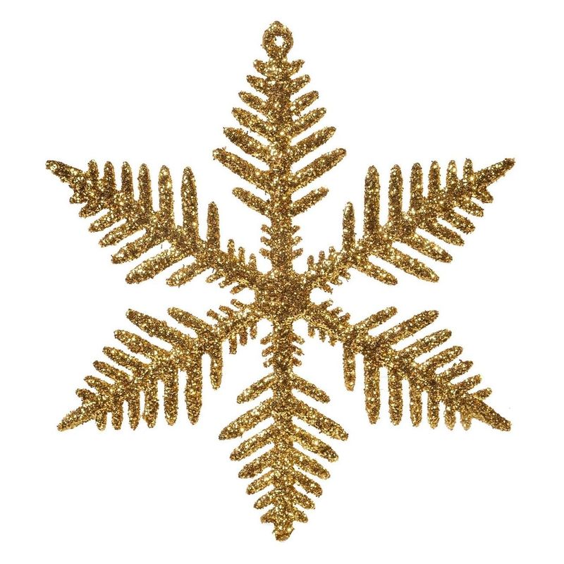 Casa si Gradina - Decoratiuni - Decoratiuni de sezon - Set Ornamente Brad de Craciun Fulgi Aurii Glitter 10cm - 5buc - Infinity.ro