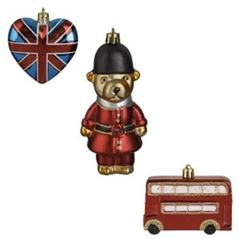 Casa si Gradina - Decoratiuni - Decoratiuni de sezon - Set Ornamente de Craciun Inima Ursulet Autobuz England - 3 buc - Infinity.ro