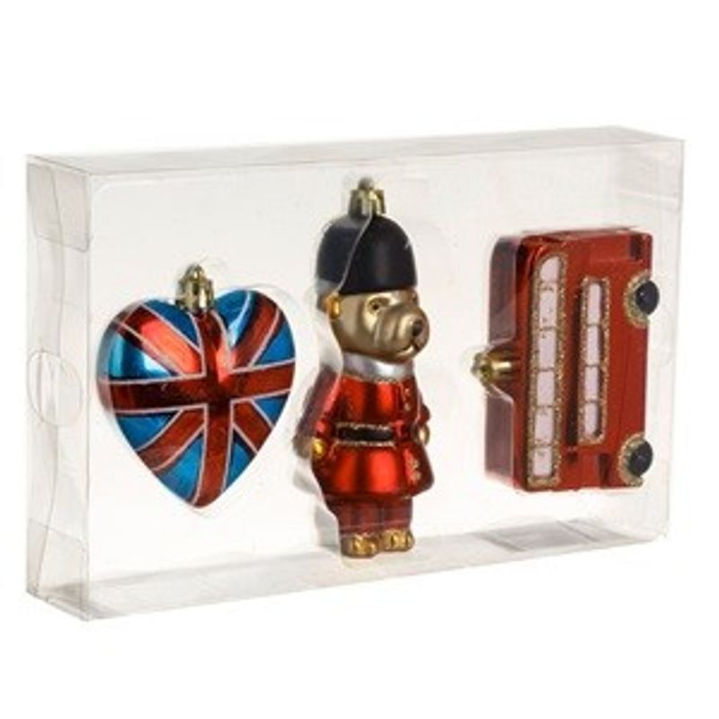Casa si Gradina - Decoratiuni - Decoratiuni de sezon - Set Ornamente de Craciun Inima Ursulet Autobuz England - 3 buc - Infinity.ro