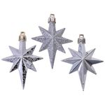 Casa si Gradina - Decoratiuni - Decoratiuni de sezon - Set Ornamente de Craciun Stele Argintii Mat Stralucitoare Glitter 8cm - 16buc - Infinity.ro