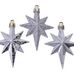 Casa si Gradina - Decoratiuni - Decoratiuni de sezon - Set Ornamente de Craciun Stele Argintii Mat Stralucitoare Glitter 8cm - 16buc - Infinity.ro