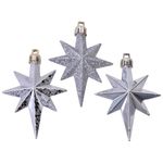 Casa si Gradina - Decoratiuni - Decoratiuni de sezon - Set Ornamente de Craciun Stele Argintii Mat Stralucitoare Glitter 8cm - 16buc - Infinity.ro