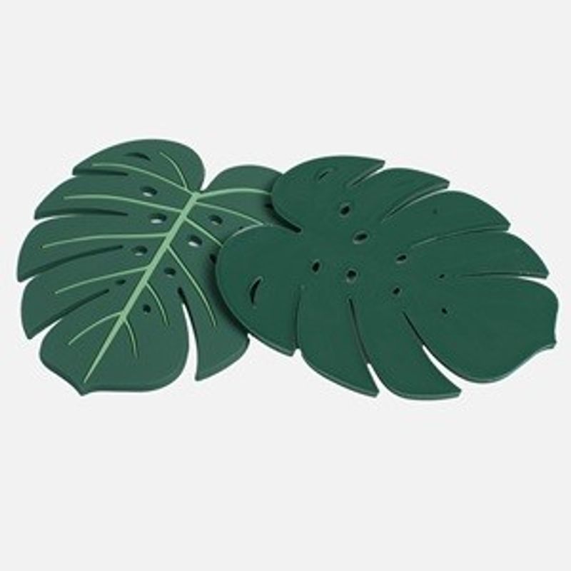 Casa si Gradina - Bucatarie si vesela - Accesorii bar - Suporturi bauturi - Set Suport Pahare Frunze Tropicale Verde 12x10cm - Infinity.ro