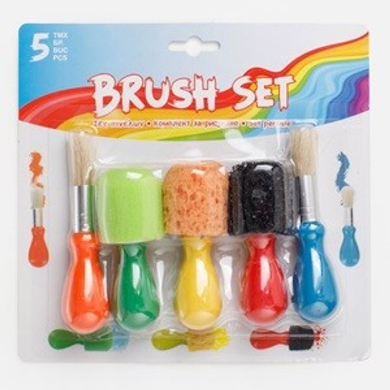 Jucarii, Copii si Bebe - Jucarii si jocuri - Jucarii & jocuri educative - Seturi pictura si desen - Set Pensule Pictura pentru Copii, 5 buc, Multicolor - Infinity.ro