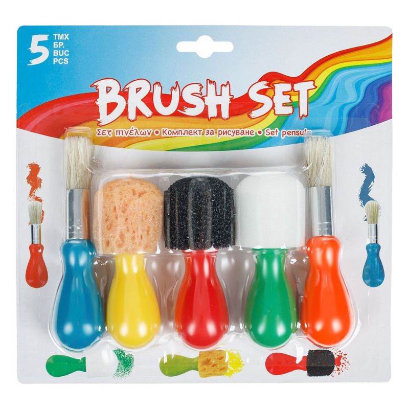 Jucarii, Copii si Bebe - Jucarii si jocuri - Jucarii & jocuri educative - Seturi pictura si desen - Set Pensule Pictura pentru Copii, 5 buc, Multicolor - Infinity.ro