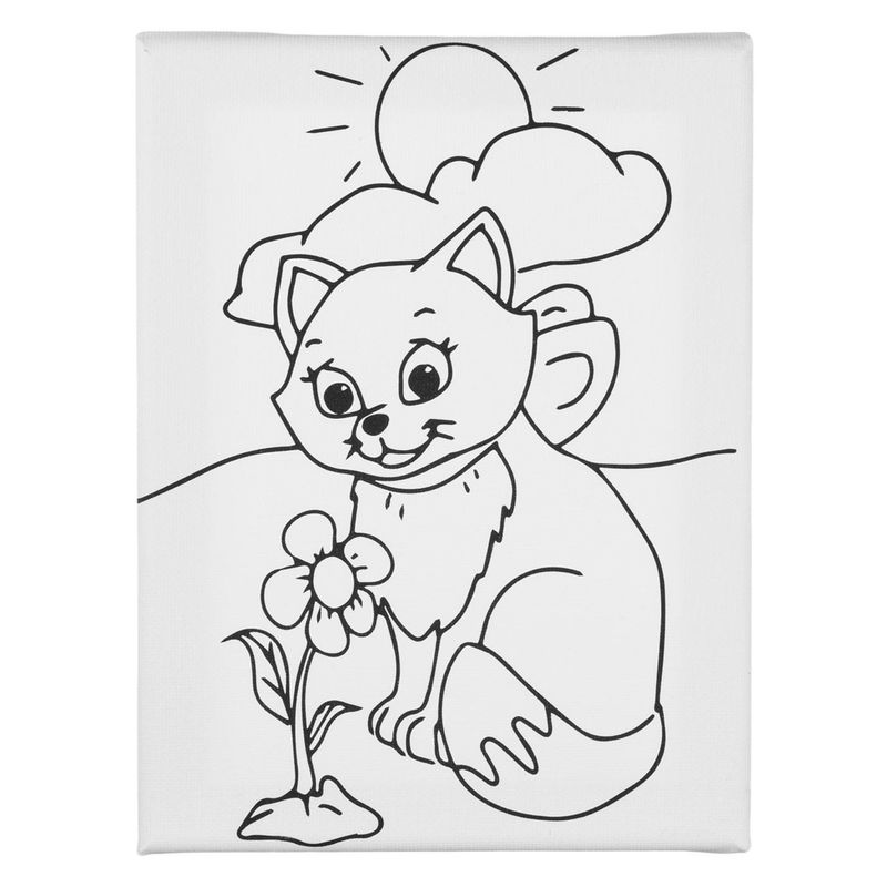 Jucarii, Copii si Bebe - Jucarii si jocuri - Jucarii & jocuri educative - Seturi pictura si desen - Set Pictura Canvas cu Pisica, 20x15 cm, 5 Vopsele Acrilice si Pensula - Infinity.ro