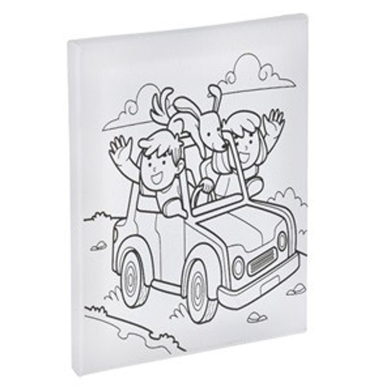 Jucarii, Copii si Bebe - Jucarii si jocuri - Jucarii & jocuri educative - Seturi pictura si desen - Set Pictura pe Panza cu Desen Preimprimat, Masina, 15x20cm, 5 Culori Acrilice si Pensula - Infinity.ro
