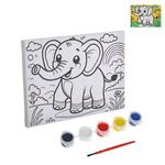 Jucarii, Copii si Bebe - Jucarii si jocuri - Jucarii & jocuri educative - Seturi pictura si desen - Set Pictura Canvas cu Model Elefant, 15x20cm, Multicolor - Infinity.ro