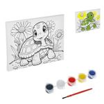 Jucarii, Copii si Bebe - Jucarii si jocuri - Jucarii & jocuri educative - Seturi pictura si desen - Set Pictura pe Panza cu Broasca Testoasa, 20x15 cm, 5 Culori Acrilice si Pensula - Infinity.ro