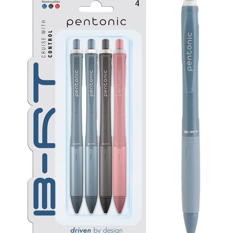 Carti si Birotica - Birotica - Instrumente de scris - Pixuri si stilouri - Set Pixuri Ballpen cu Grip Moale, 4 buc, 0.7mm, Albastru/Negru/Rosu - Infinity.ro