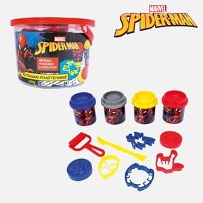 Carti si Birotica - Rechizite - Plastilina - Set Plastilina cu Accesorii Spiderman, 4 x 50g, Multicolor - Infinity.ro