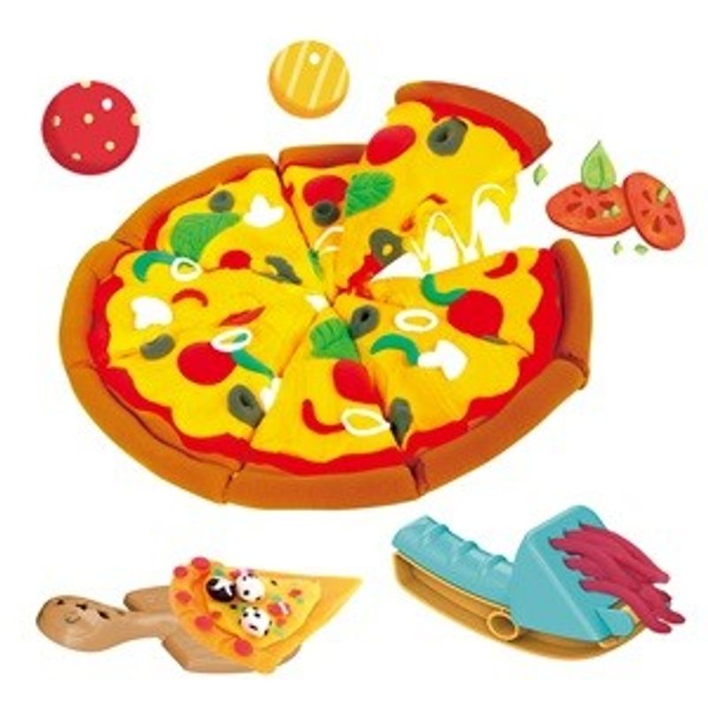 Carti si Birotica - Rechizite - Plastilina - Set Plastilina pentru Pizza, 6 Culori x 25g, cu Aparat si Accesorii - Infinity.ro