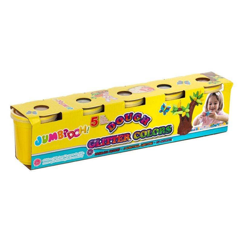Carti si Birotica - Rechizite - Plastilina - Set Plastilina cu Glitter in Pahar, 5x140g, Multicolor - Infinity.ro