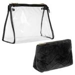 Ingrijire personala si Cosmetice - Machiaj - Portfarduri si genti cosmetice - Set Portfarduri Cosmetice Transparent & Catifelat Negru - Infinity.ro