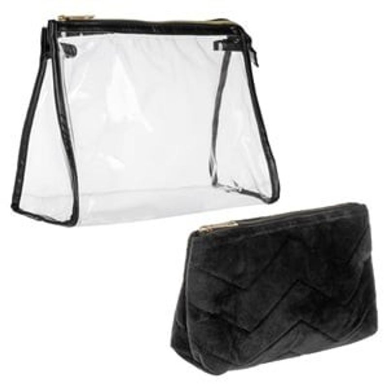 Ingrijire personala si Cosmetice - Machiaj - Portfarduri si genti cosmetice - Set Portfarduri Cosmetice Transparent & Catifelat Negru - Infinity.ro