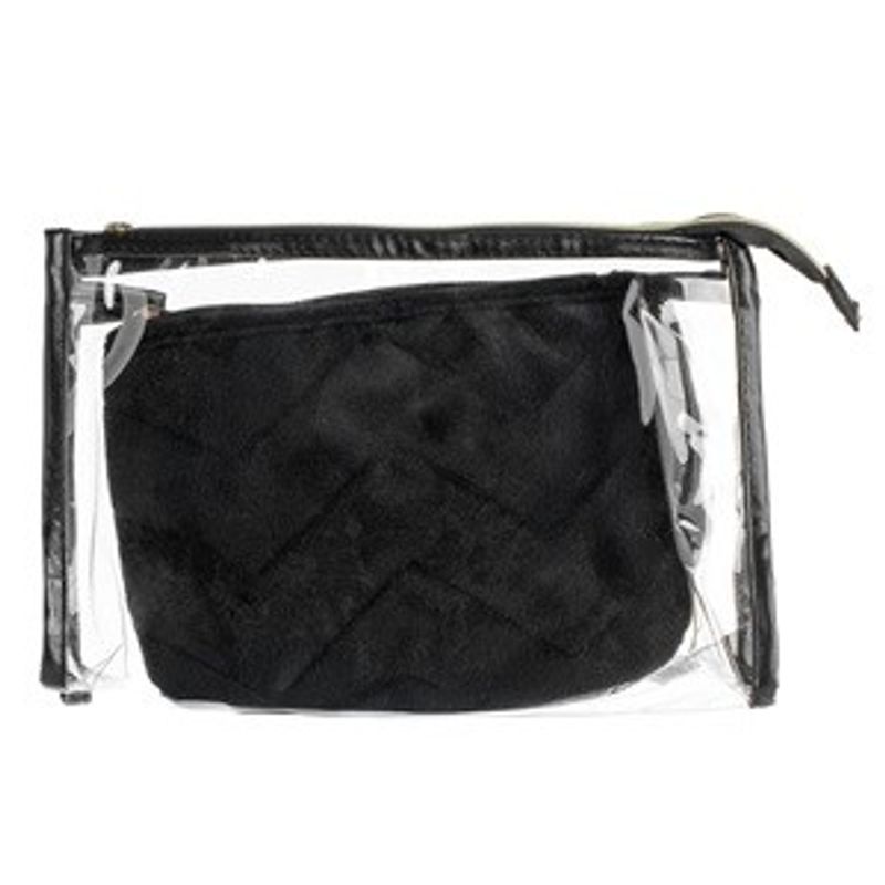 Ingrijire personala si Cosmetice - Machiaj - Portfarduri si genti cosmetice - Set Portfarduri Cosmetice Transparent & Catifelat Negru - Infinity.ro