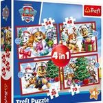 Jucarii, Copii si Bebe - Jucarii si jocuri - Jocuri si puzzle - Puzzle - Set Puzzle 4 in 1 de Craciun cu Personaje Paw Patrol, 35+48+54+70 Piese, Multicolor - Infinity.ro