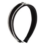 Fashion, accesorii si bijuterii - Femei - Accesorii femei - Accesorii pentru par femei - Coronita de par lata, neagra, cu siret si strass argintiu - Infinity.ro