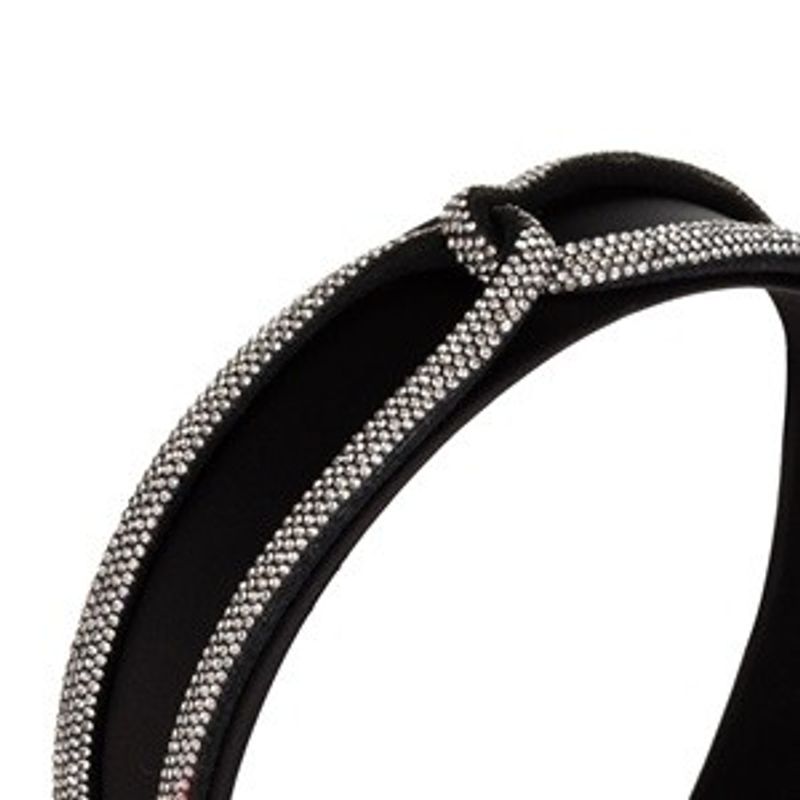 Fashion, accesorii si bijuterii - Femei - Accesorii femei - Accesorii pentru par femei - Coronita de par lata, neagra, cu siret si strass argintiu - Infinity.ro