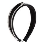 Fashion, accesorii si bijuterii - Femei - Accesorii femei - Accesorii pentru par femei - Coronita de par lata, neagra, cu siret si strass argintiu - Infinity.ro