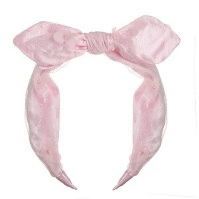 Fashion, accesorii si bijuterii - Femei - Accesorii femei - Accesorii pentru par femei - Coronita de par pentru copii, Roz, cu Fundita si Inimi din Organza - Infinity.ro