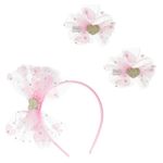 Fashion, accesorii si bijuterii - Femei - Accesorii femei - Accesorii pentru par femei - Set Coronita si Clame de Par cu Fundite Roz, pentru Copii - 3 bucati - Infinity.ro