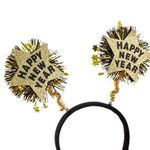 Casa si Gradina - Decoratiuni - Decoratiuni petrecere - Accesorii pentru petrecere - Coronita Par Happy New Year Negru cu Glitter Auriu - Infinity.ro