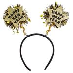 Casa si Gradina - Decoratiuni - Decoratiuni petrecere - Accesorii pentru petrecere - Coronita Par Happy New Year Negru cu Glitter Auriu - Infinity.ro