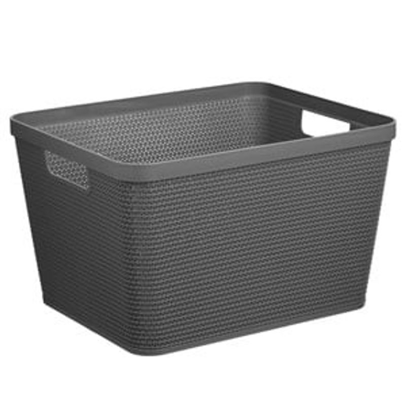 Casa si Gradina - Mobilier - Organizare si depozitare - Cutii depozitare - Cos de depozitare din plastic antracit, 20L, cu manere - Infinity.ro