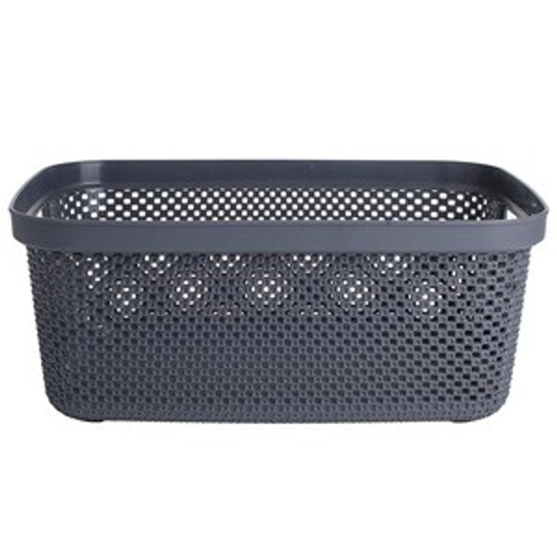 Casa si Gradina - Mobilier - Organizare si depozitare - Cutii depozitare - Cos de depozitare din plastic perforat, 12L, Antracit - Infinity.ro