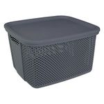 Casa si Gradina - Mobilier - Organizare si depozitare - Cutii depozitare - Cos de depozitare din plastic cu capac, 18L, antracit - Infinity.ro