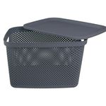 Casa si Gradina - Mobilier - Organizare si depozitare - Cutii depozitare - Cos de depozitare din plastic cu capac, 18L, antracit - Infinity.ro