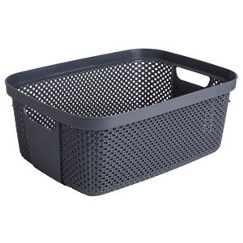 Casa si Gradina - Mobilier - Organizare si depozitare - Cutii depozitare - Cos de depozitare din plastic perforat, 12L, Antracit - Infinity.ro