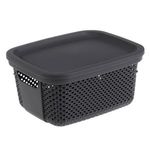 Casa si Gradina - Mobilier - Organizare si depozitare - Cutii depozitare - Cos de depozitare din plastic perforat cu capac, 6L, antracit - Infinity.ro