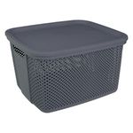 Casa si Gradina - Mobilier - Organizare si depozitare - Cutii depozitare - Cos de depozitare din plastic cu capac, 18L, antracit - Infinity.ro