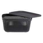 Casa si Gradina - Mobilier - Organizare si depozitare - Cutii depozitare - Cos de depozitare din plastic perforat cu capac, 6L, antracit - Infinity.ro
