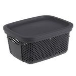 Casa si Gradina - Mobilier - Organizare si depozitare - Cutii depozitare - Cos de depozitare din plastic perforat cu capac, 6L, antracit - Infinity.ro