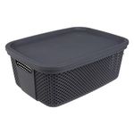 Casa si Gradina - Mobilier - Organizare si depozitare - Cutii depozitare - Cos de depozitare din plastic perforat cu capac, gri, 12L - Infinity.ro