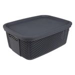 Casa si Gradina - Mobilier - Organizare si depozitare - Cutii depozitare - Cos de depozitare din plastic perforat cu capac, gri, 12L - Infinity.ro