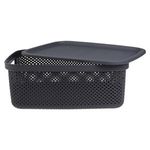 Casa si Gradina - Mobilier - Organizare si depozitare - Cutii depozitare - Cos de depozitare din plastic perforat cu capac, gri, 12L - Infinity.ro