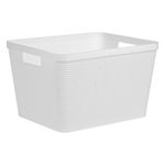 Casa si Gradina - Mobilier - Organizare si depozitare - Cutii depozitare - Cos de depozitare din plastic tip ratan, alb, perforat, cu manere, 20L - Infinity.ro