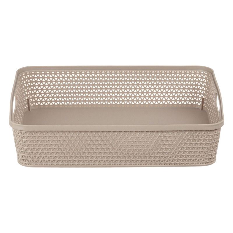 Casa si Gradina - Mobilier - Organizare si depozitare - Cutii depozitare - Cos de depozitare din plastic tip ratan, bej, cu manere, 5.5L - Infinity.ro