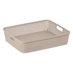 Casa si Gradina - Mobilier - Organizare si depozitare - Cutii depozitare - Cos de depozitare din plastic tip ratan, bej, cu manere, 5.5L - Infinity.ro