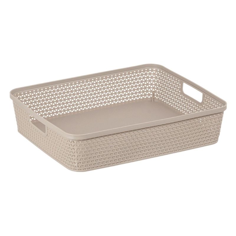 Casa si Gradina - Mobilier - Organizare si depozitare - Cutii depozitare - Cos de depozitare din plastic tip ratan, bej, cu manere, 5.5L - Infinity.ro