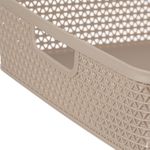 Casa si Gradina - Mobilier - Organizare si depozitare - Cutii depozitare - Cos de depozitare din plastic tip ratan, bej, cu manere, 5.5L - Infinity.ro