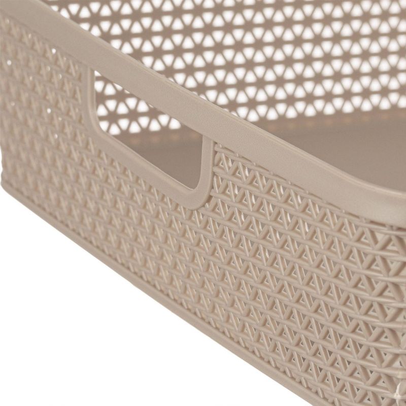 Casa si Gradina - Mobilier - Organizare si depozitare - Cutii depozitare - Cos de depozitare din plastic tip ratan, bej, cu manere, 5.5L - Infinity.ro