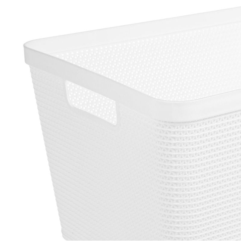 Casa si Gradina - Mobilier - Organizare si depozitare - Cutii depozitare - Cos de depozitare din plastic tip ratan, alb, perforat, cu manere, 20L - Infinity.ro