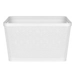 Casa si Gradina - Mobilier - Organizare si depozitare - Cutii depozitare - Cos de depozitare din plastic tip ratan, alb, perforat, cu manere, 20L - Infinity.ro